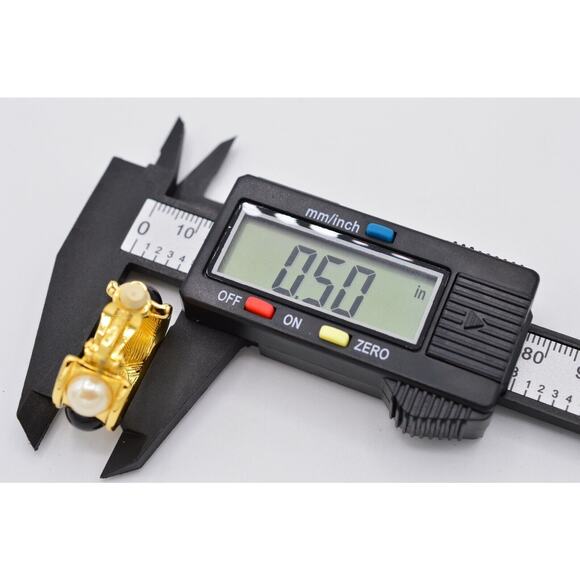 Givenchy Vintage Cabochon Clip Earrings Gold Black White Pearl Signed 1980s BinZ - Picture 12 of 12